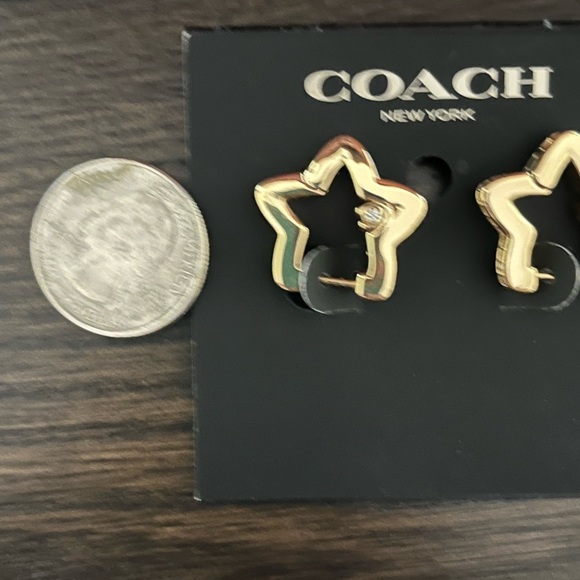 Coach Gold Star-Shaped Hoop Earrings - Picture 6 of 8